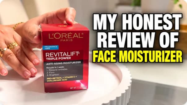 Miniatura horizontal con el producto grande y el texto MY HONEST REVIEW OF FACE MOISTURIZER