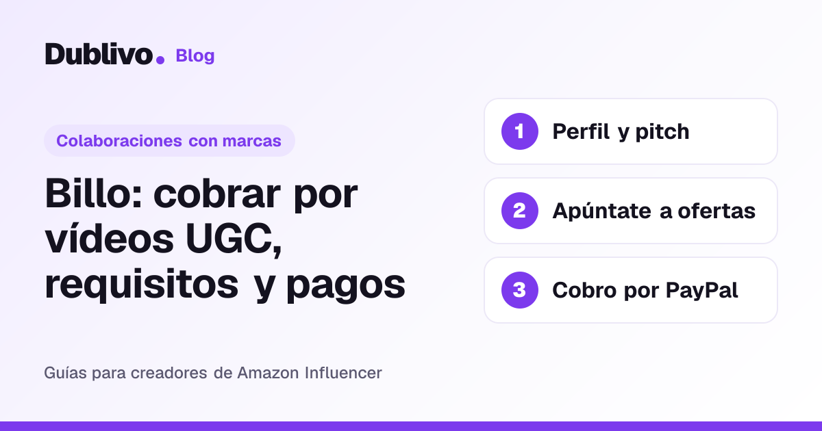 Portada: Billo: cobrar por vídeos UGC, requisitos y pagos