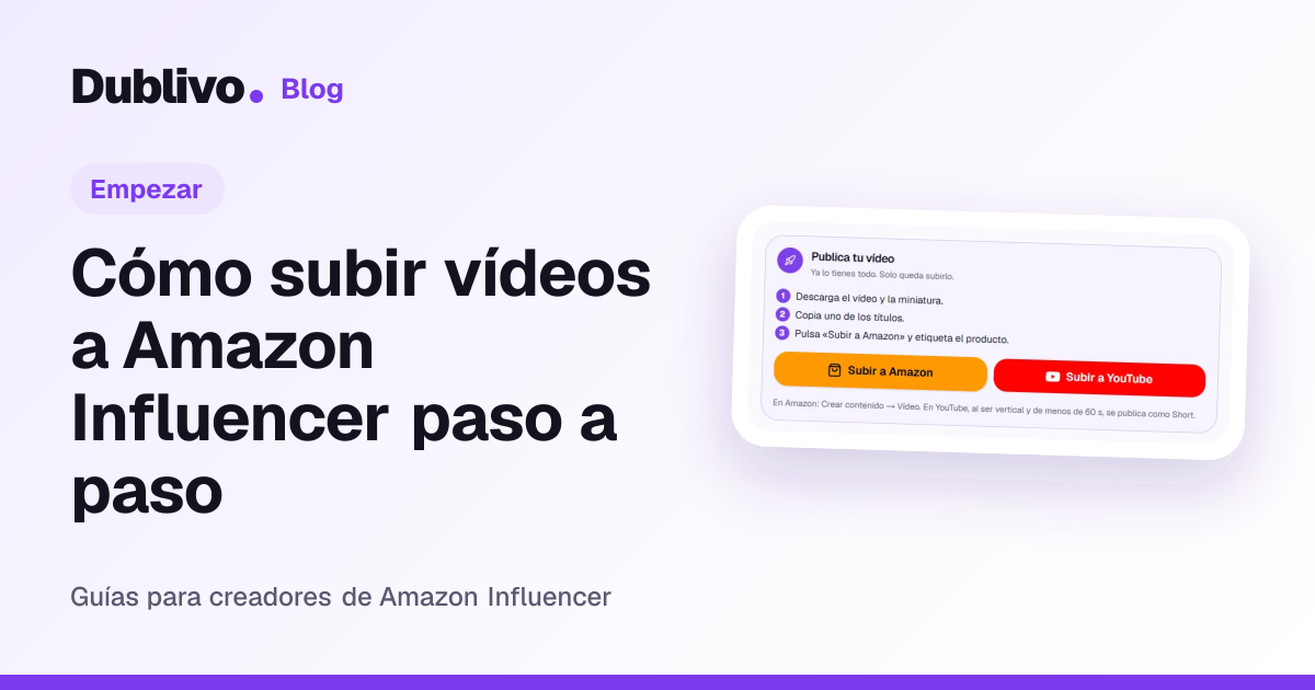 Portada: Cómo subir vídeos a Amazon Influencer paso a paso