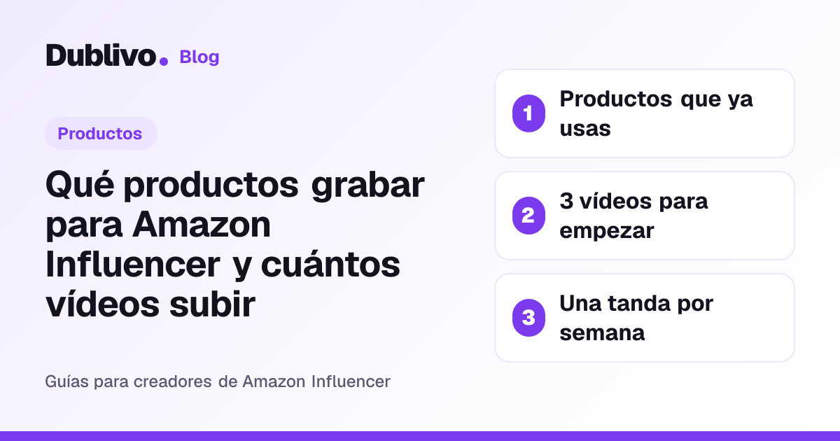 Portada: Qué productos grabar para Amazon Influencer y cuántos vídeos subir