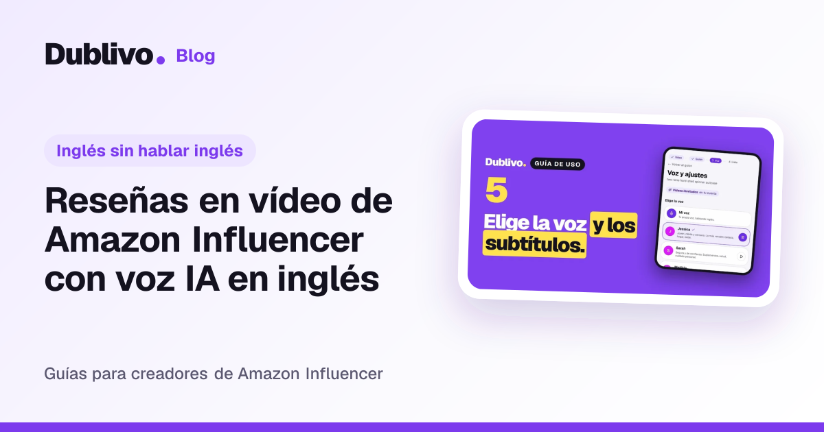 Portada: Reseñas en vídeo de Amazon Influencer con voz IA en inglés