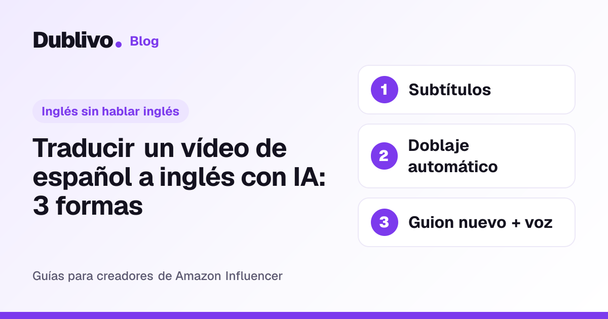 Portada: Traducir un vídeo de español a inglés con IA: 3 formas