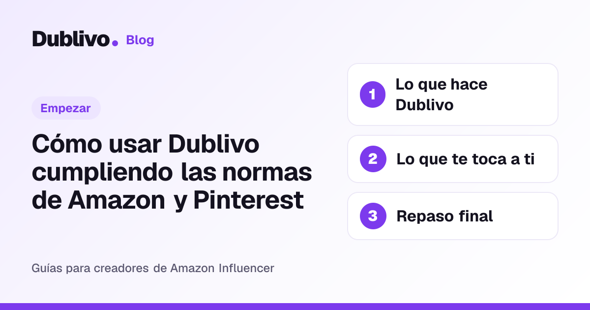 Portada: Cómo usar Dublivo cumpliendo las normas de Amazon y Pinterest