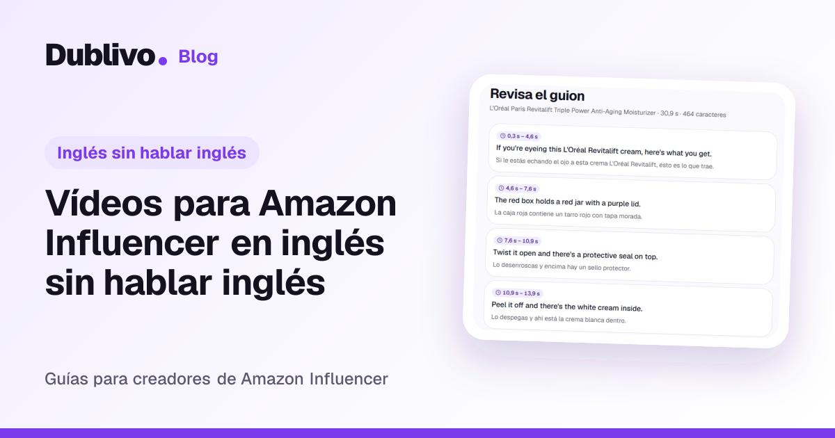 Portada: Vídeos para Amazon Influencer en inglés sin hablar inglés